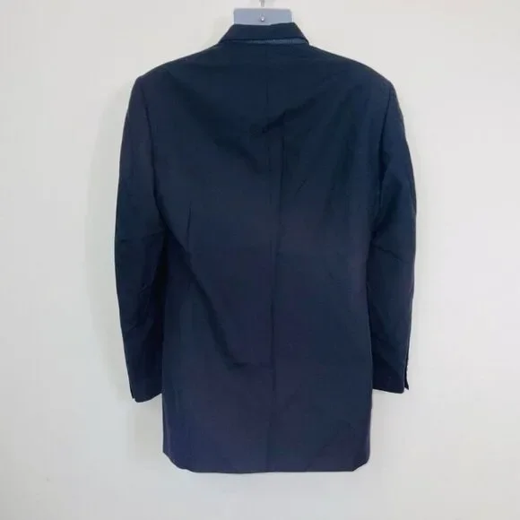 Versini Mens 38L Blazer Black Sports Coat Pockets Wool - Picture 6 of 12